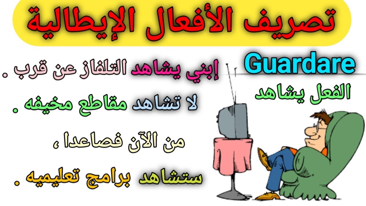 تعلم جمل وعبارات يوميه قصيره بإستخدام تصريف الفعل guardare بكل الأزمنه 🇮🇹