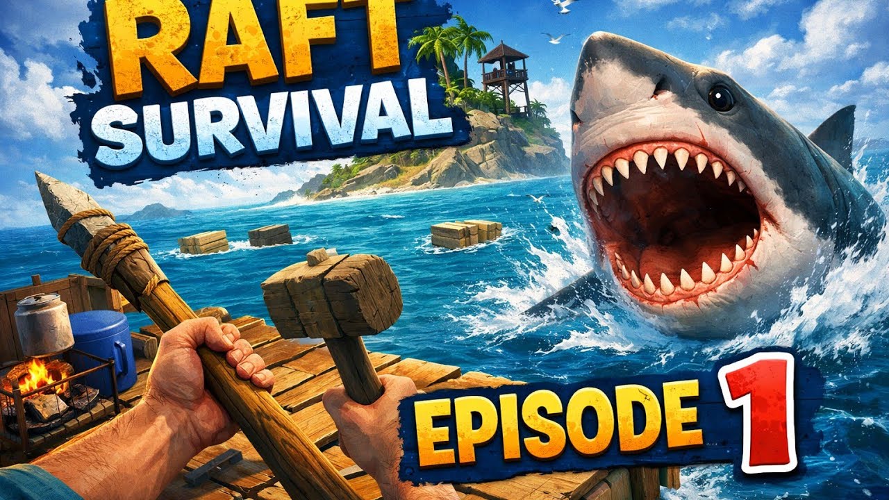 My new journey starts in a raft alone #raft survival episode 1