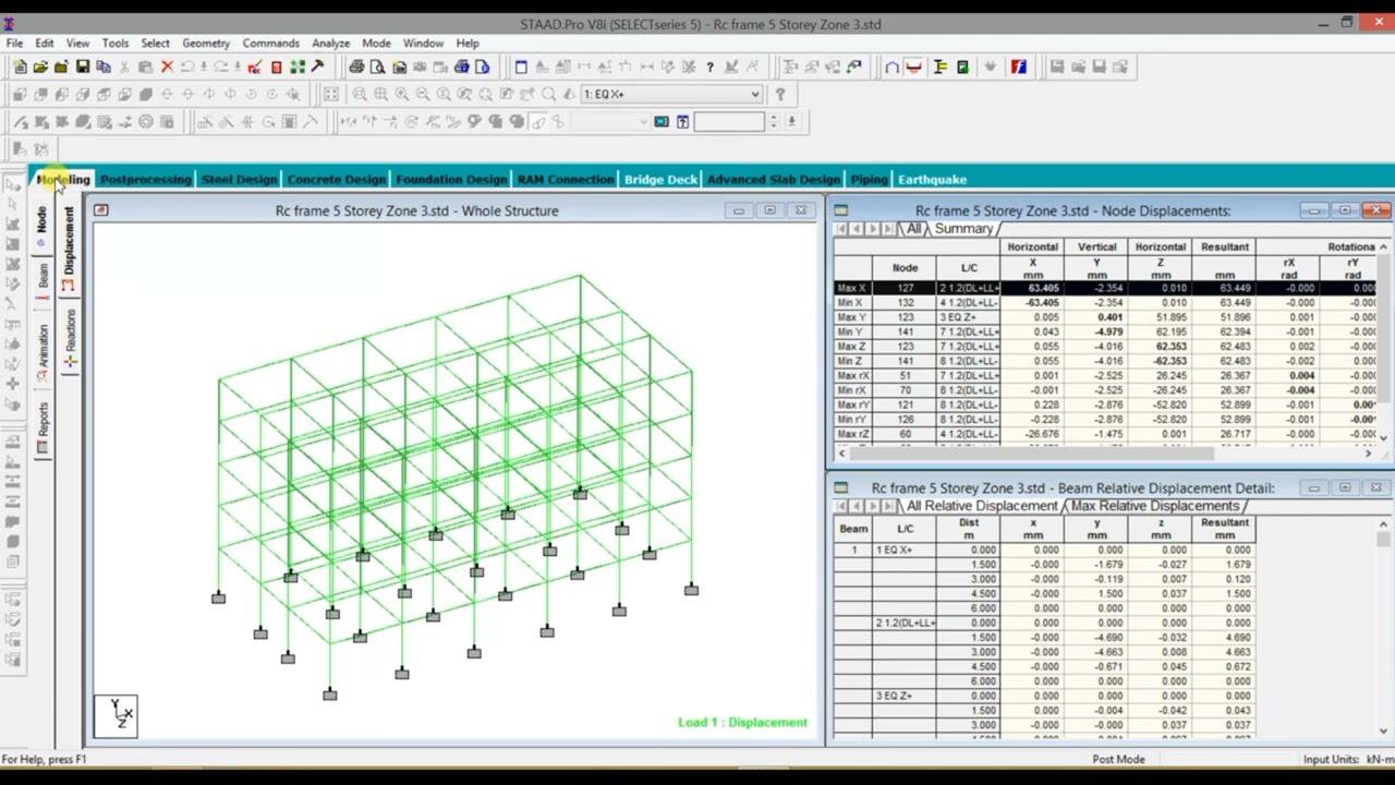 How To Check Deflection In StaadPro|Horizontal Deflection in Structural Member|StaadPro |Deflection