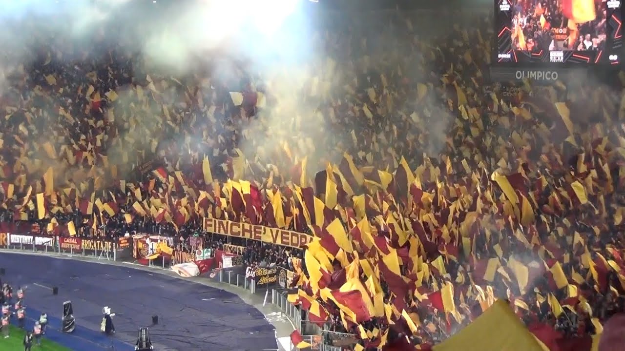 Roma-Athletic 2-1, show con migliaia di bandiere e l’inno allo Stadio Olimpico