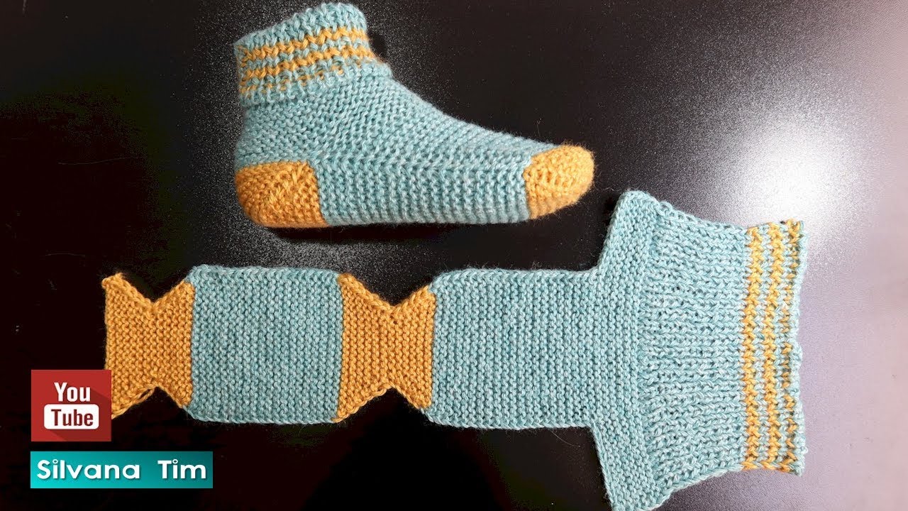 Cómo Tejer Pantuflas Babuchas o Calcetines. Tejido a Dos Agujas Para Principiantes