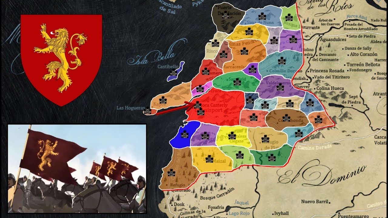 Mapa de Las Casas del Oeste - ASOIAF