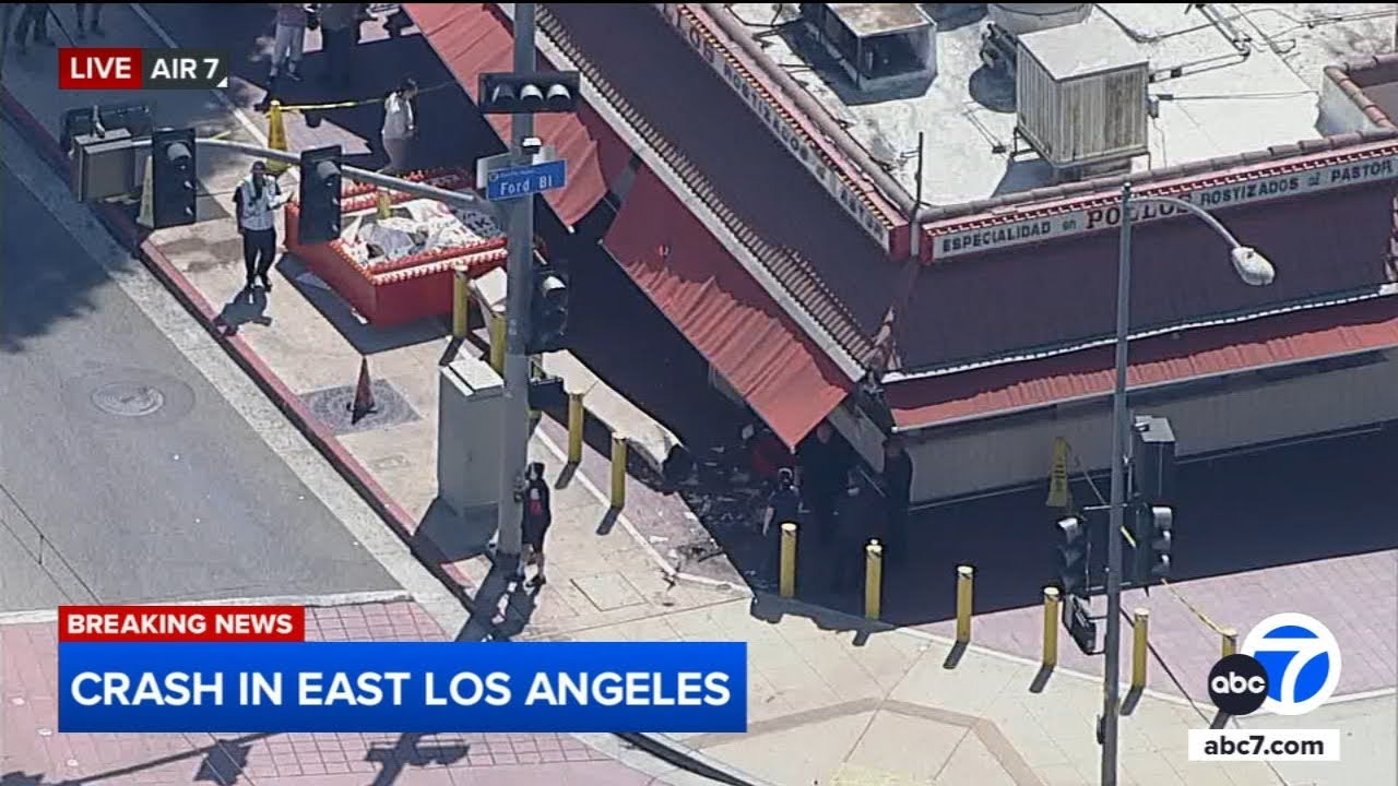 Driver crashes, knocks down King Taco sign in East LA