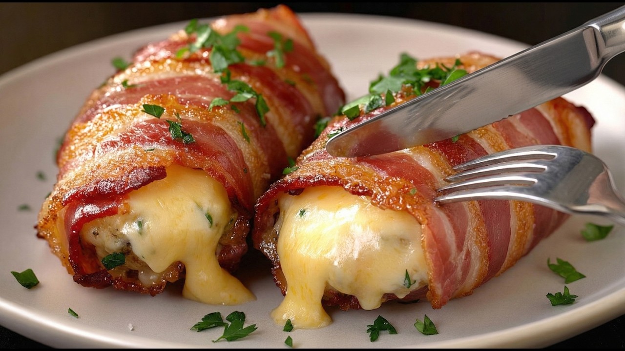 Эти хрустящие рулетики из курицы с беконом вас поразят! Приготовьте это ресторанное блюдо!