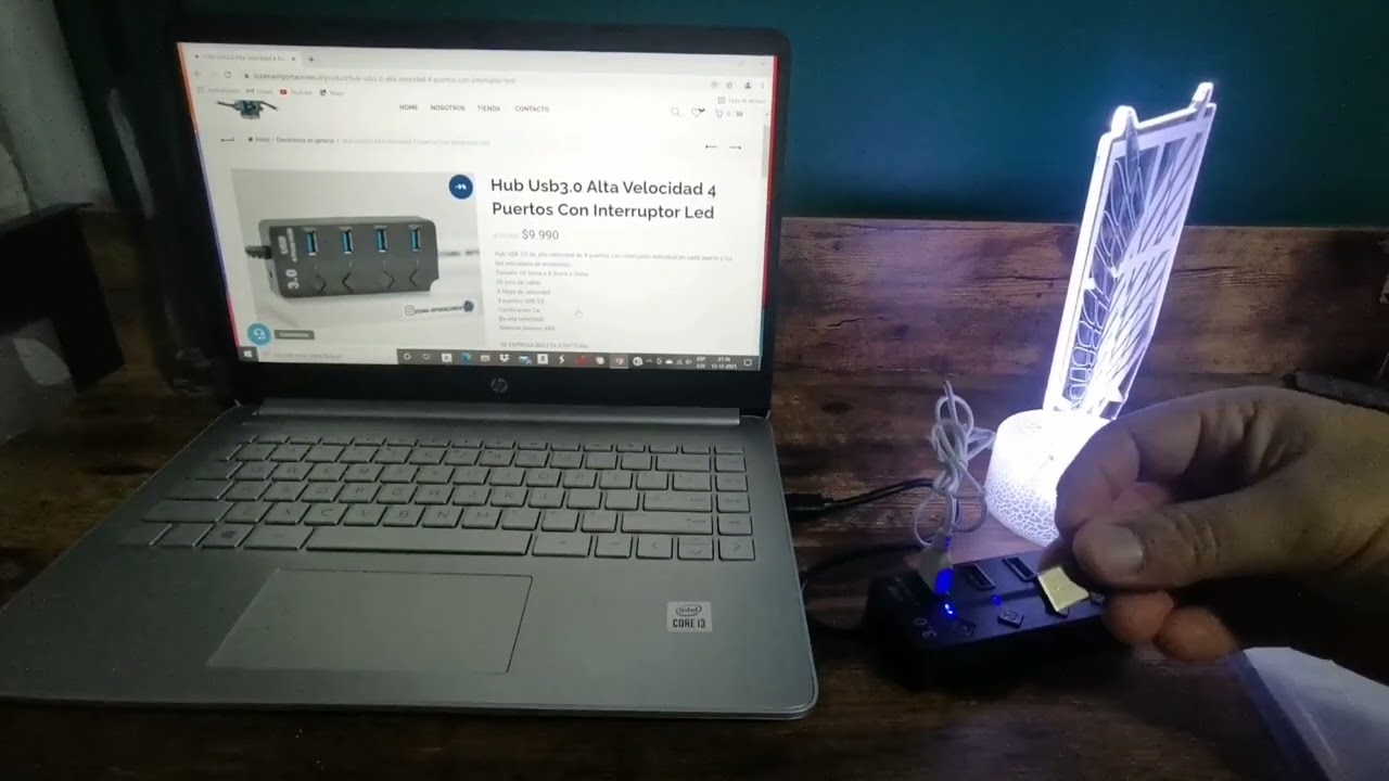 Hub USB 4 puertos con interruptores led