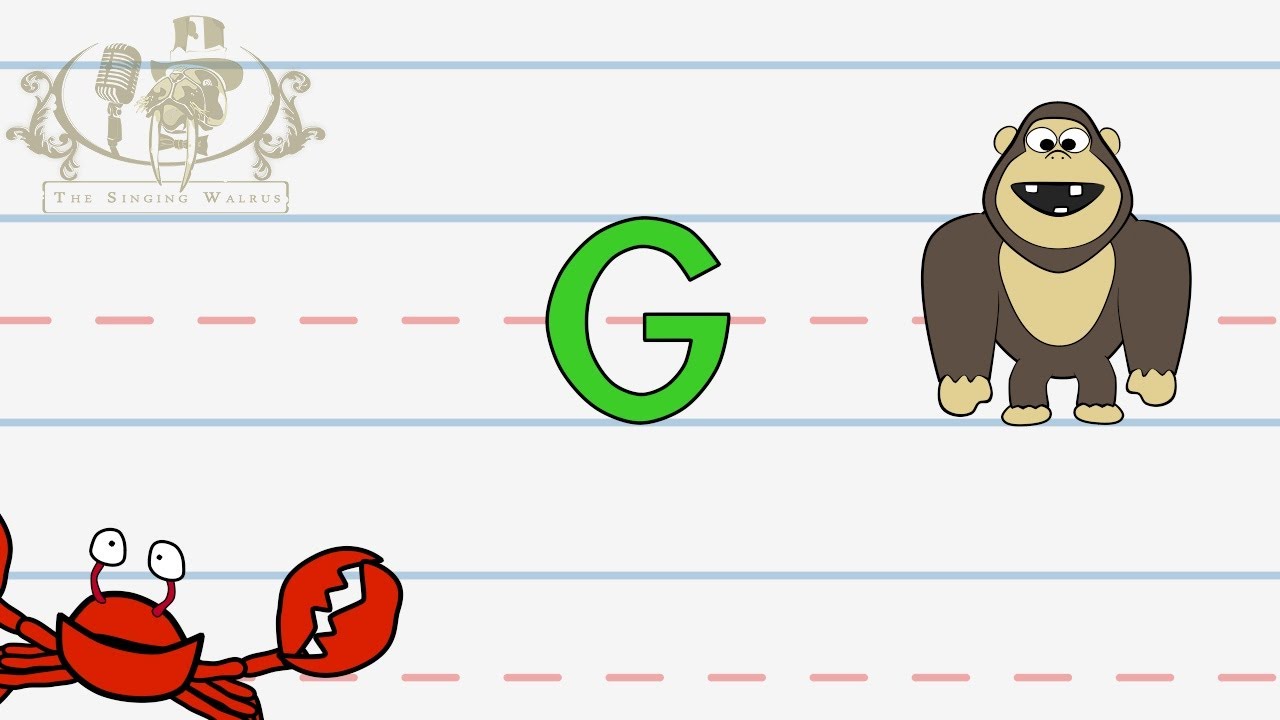 Write the letter G | Alphabet Writing lesson for children | The Singing Walrus