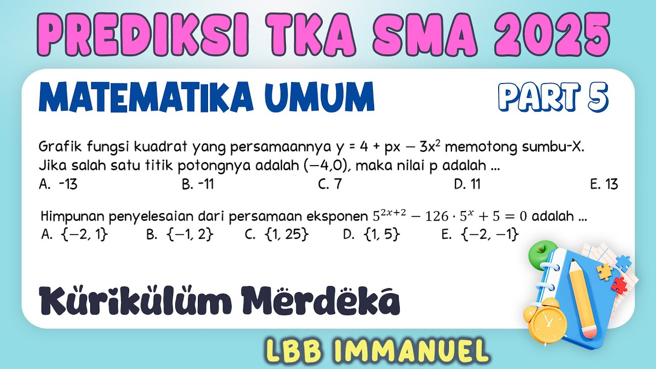 Soal Prediksi TKA (Tes Kemampuan Akademik) SMA 2025 Matematika Umum - Soal Pilihan Ganda Part 5