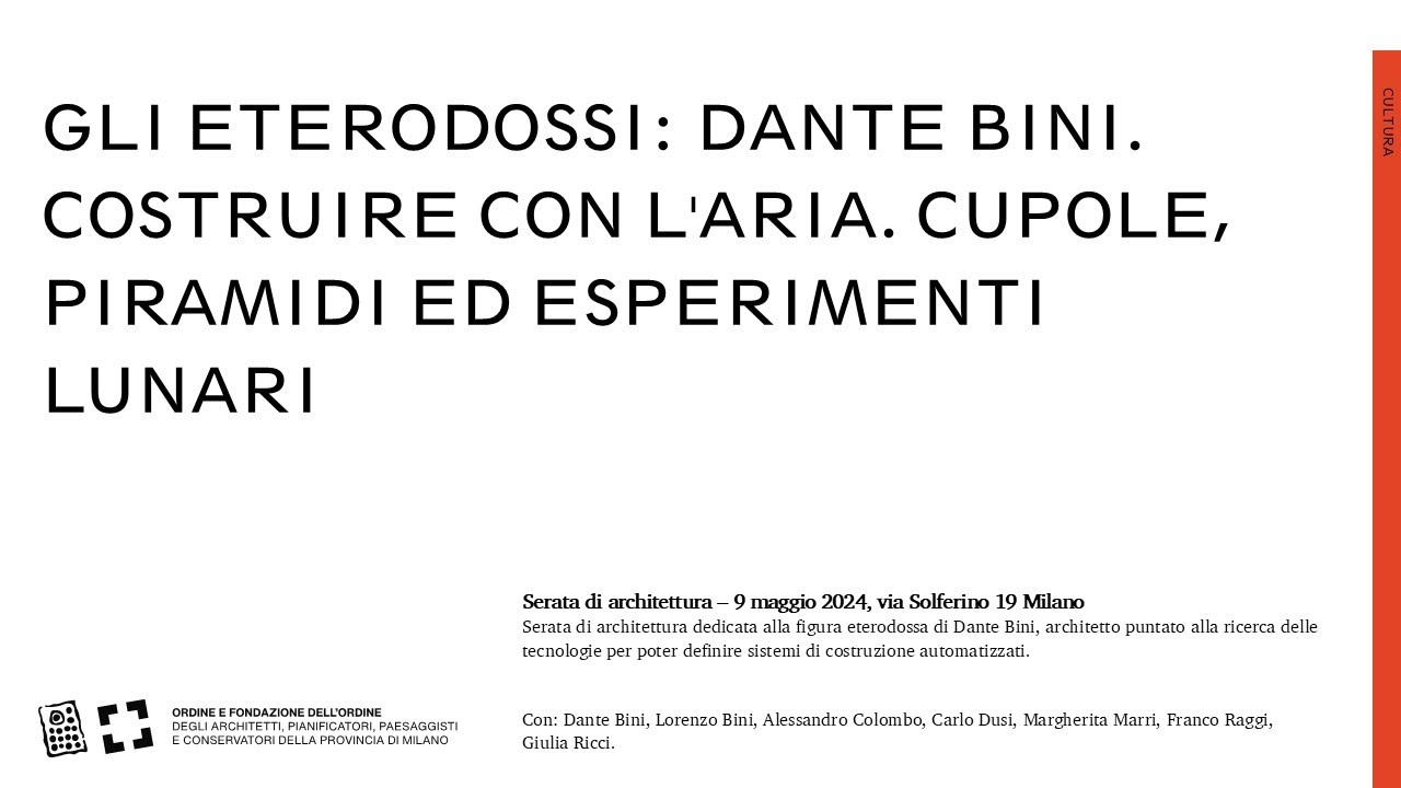 Gli Eterodossi: Dante Bini. Costruire con l'aria | 9 maggio 2024
