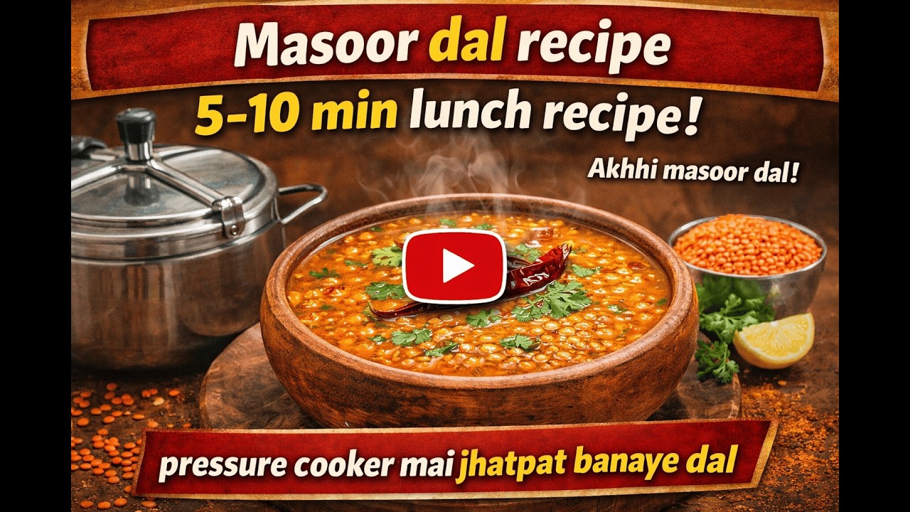 Masoor dal recipe| 5 -10 min lunch recipe| Akhhi masoor dal | pressure cooker mai jhatpat banaye dal
