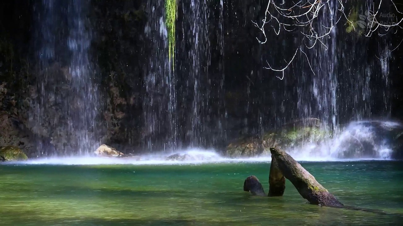 10 Hours of Majestic Waterfall into Turquoise River 💎 Deep White Noise for Sleep
