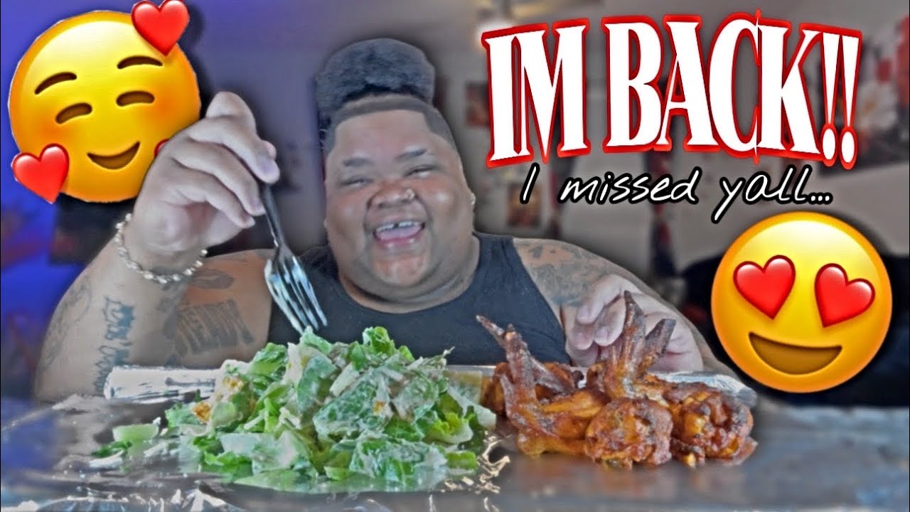 I SHOULD HAVE BEEN DONE THIS😩… BREAKING MY SILENCE… WINGS & CESAR SALAD MUKBANG 🤤
