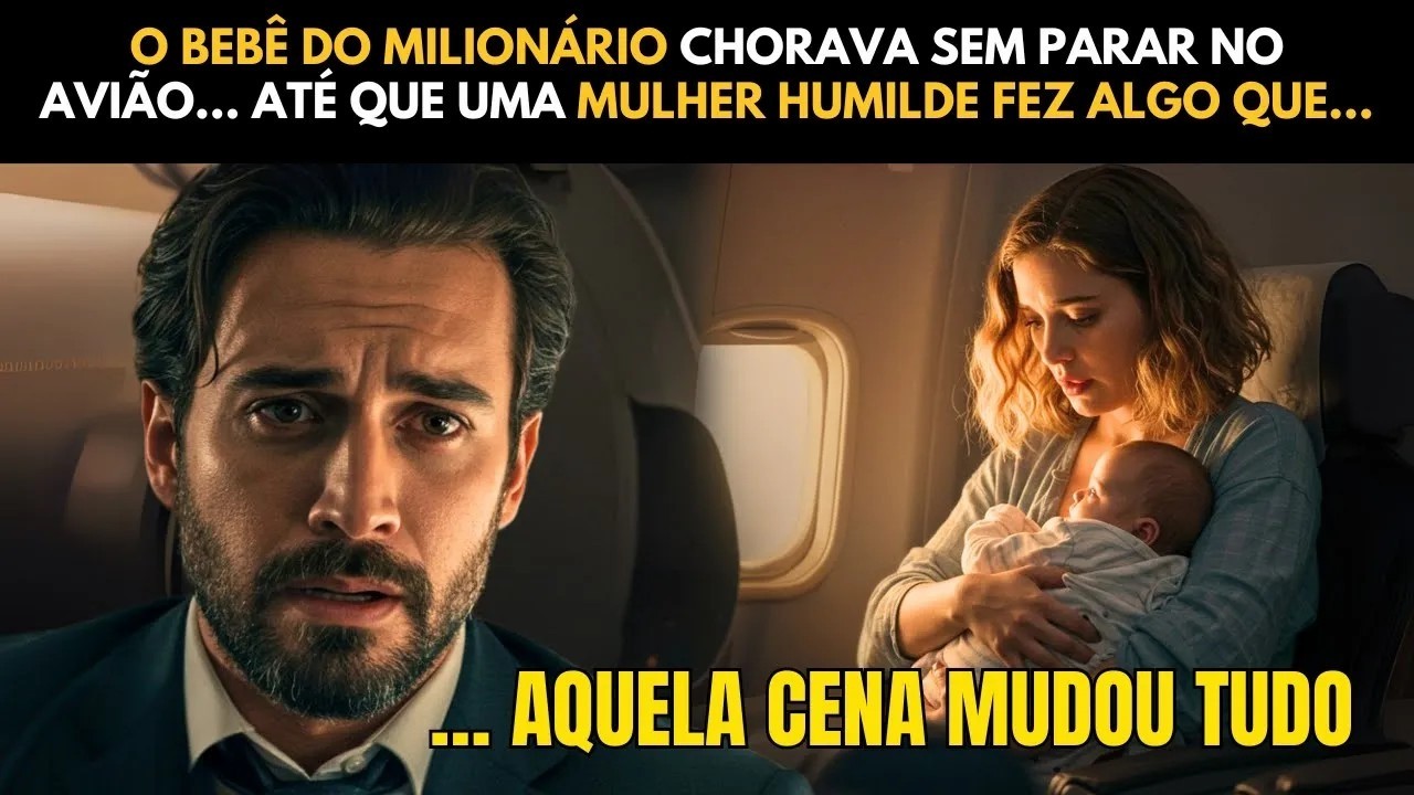 O BEBÊ DO MILIONÁRIO CHORAVA SEM PARAR NO AVIÃO... ATÉ QUE UMA MULHER HUMILDE FEZ ALGO QUE...