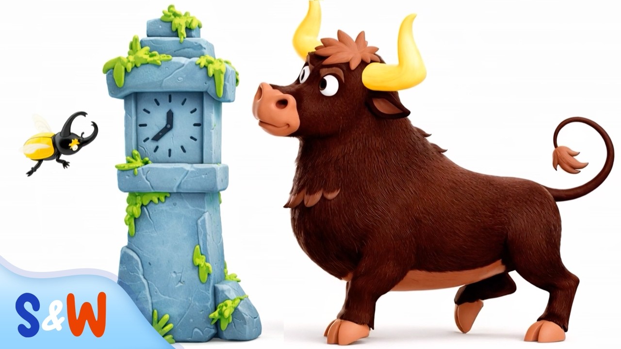 Hickory Dickory Dock 🪲 Beetle, 🦞Lobster, 🐦 Bird, 🐢Turtle, 🐱Caracal & 🐂 Bull | Nursery Rhymes
