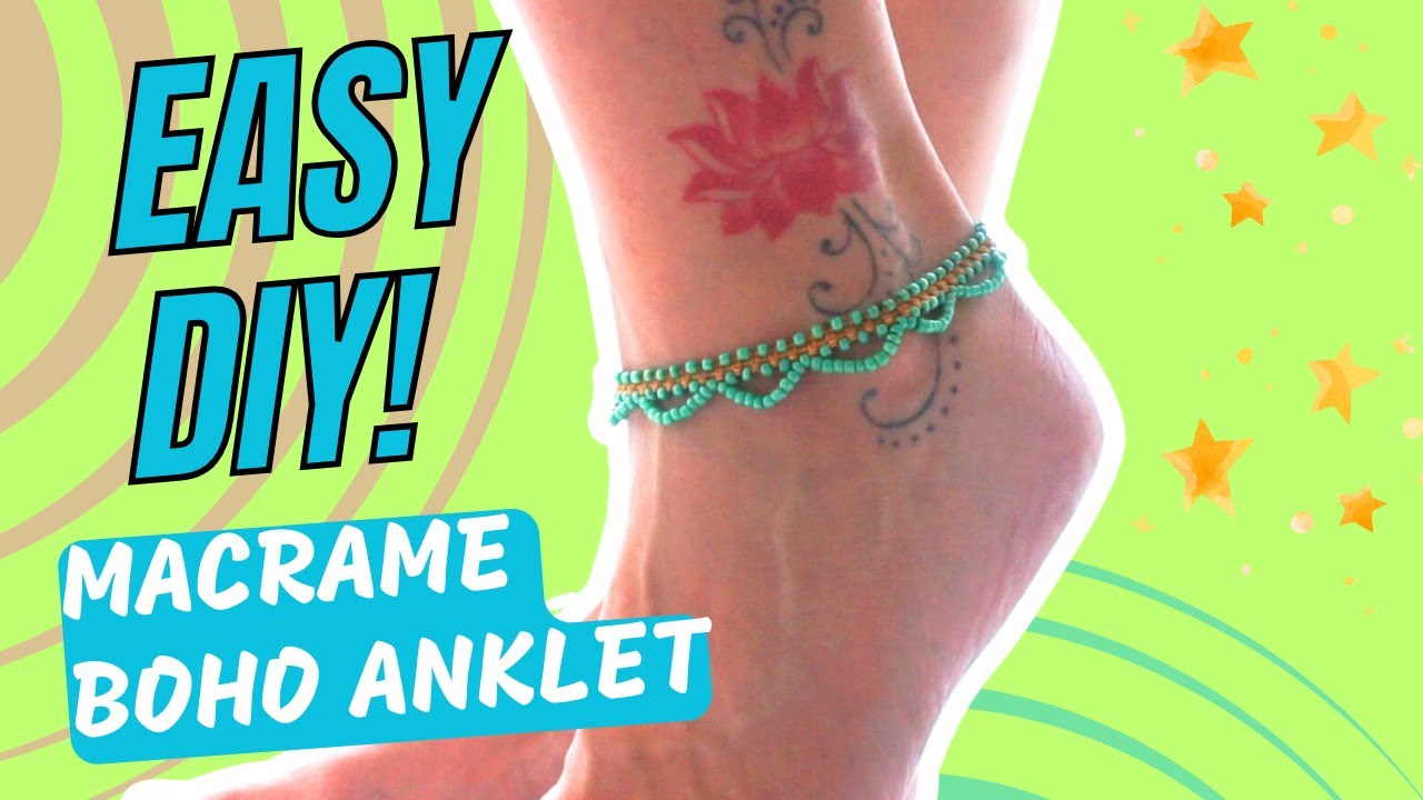 DIY Macrame Beaded Anklet Tutorial