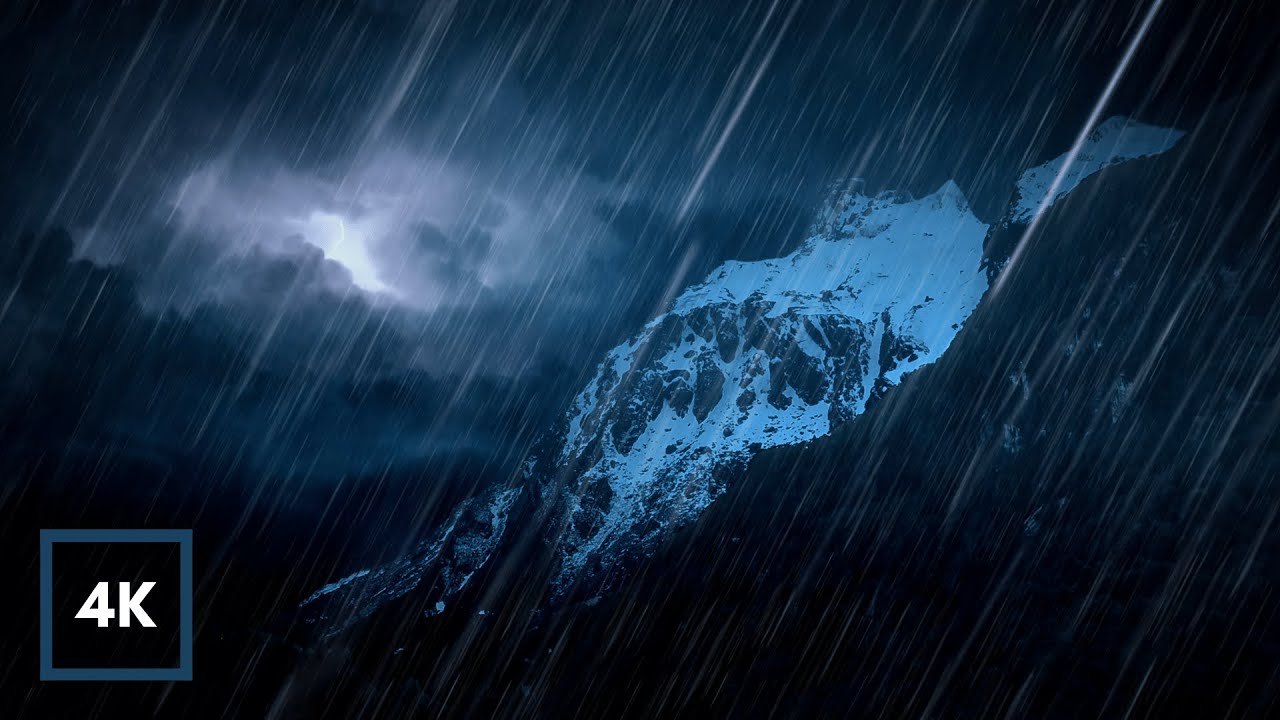 HEAVY RAIN and THUNDER in Mountains to Sleep Fast | Thunderstorm in Alps to Study or Relax