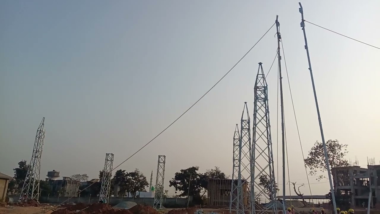 220/132/33kv Gride substation me BT5 tower isprakar se erection kiya jata hai manual methods.
