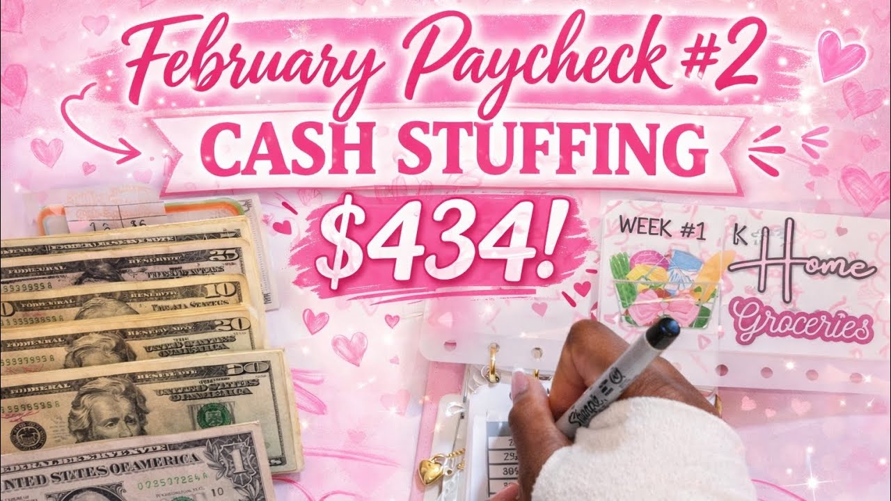 February Paycheck #2 Cash Stuffing | $434 Budget With Me | Single Mom Budgeting