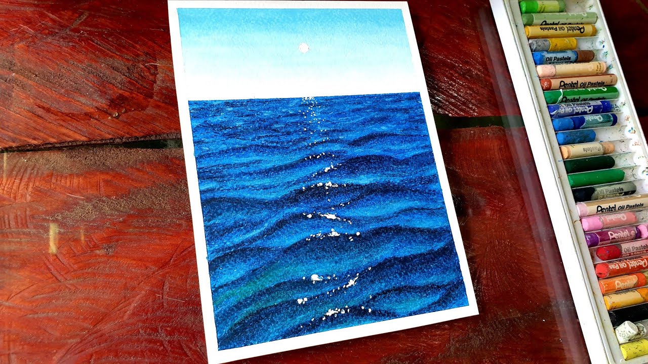 Oil Pastel Drawing for Beginners | Blue Ocean