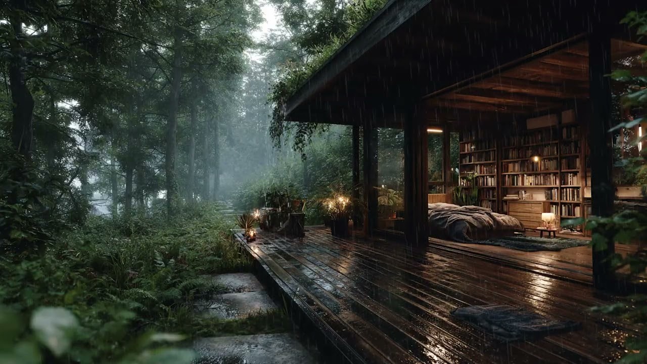 Thunder Crashing While Rain Falls on a Quiet Forest Cabin ⛈️ 3 Hours Rain & Thunder Sounds | ASMR