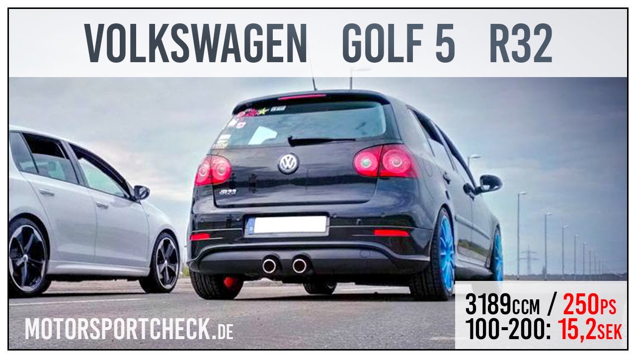 VW Golf 5 V R32 DSG 0-100 0-200 Sound Acceleration test