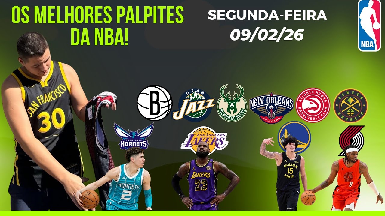 MELHORES PALPITES DO BASQUETE (NBA) DE HOJE 09/02/26 HOJE COM NOVIDADES !!! PONTUA&Ccedil;&Otilde;ES NAS PARTIDAS