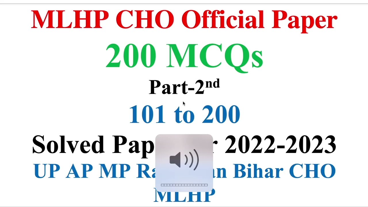 CHO MLHP official Solved Paper 2022 | Imp for UP CHO AP MLHP Raj CHO all Exams 2022-2023