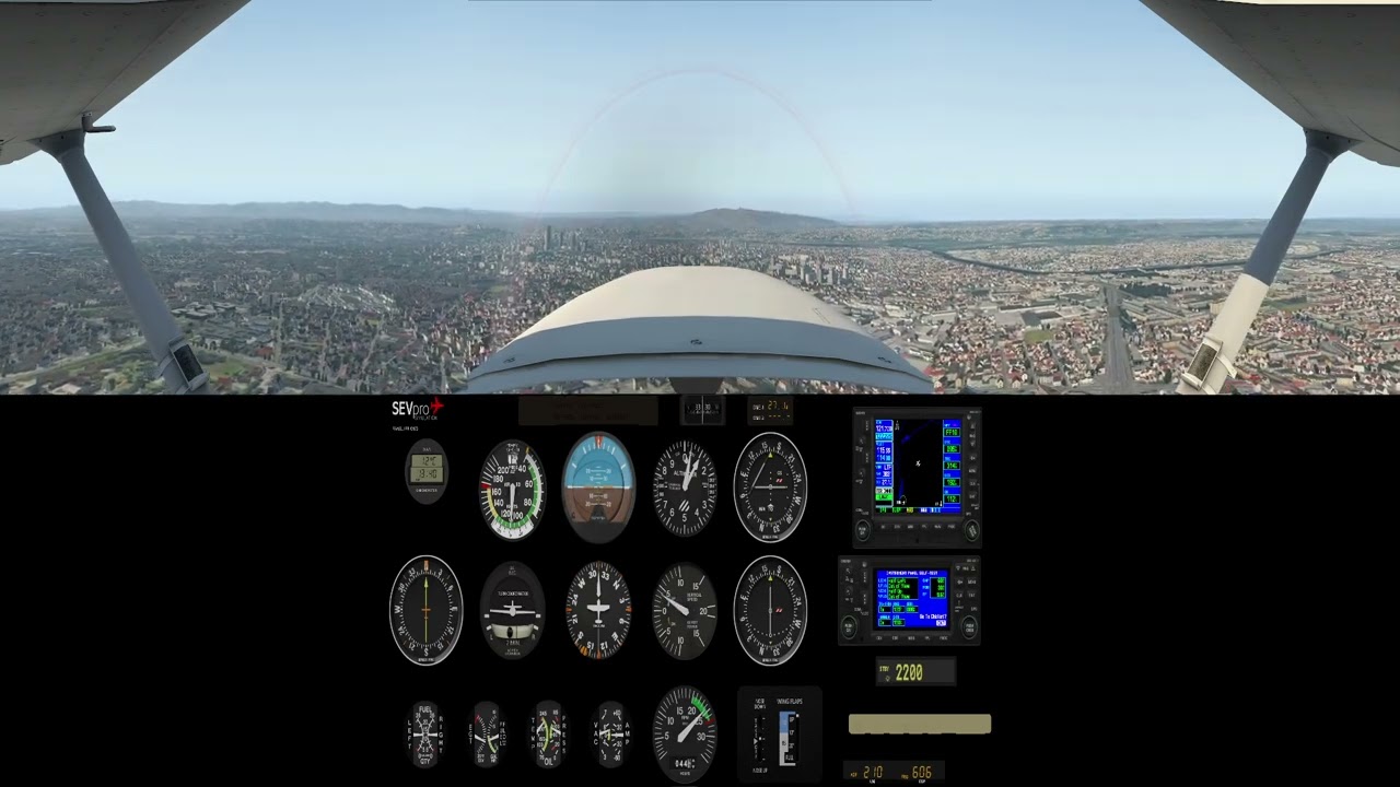 Survole de Lyon-Bron en simulateur de vol Cessna 172