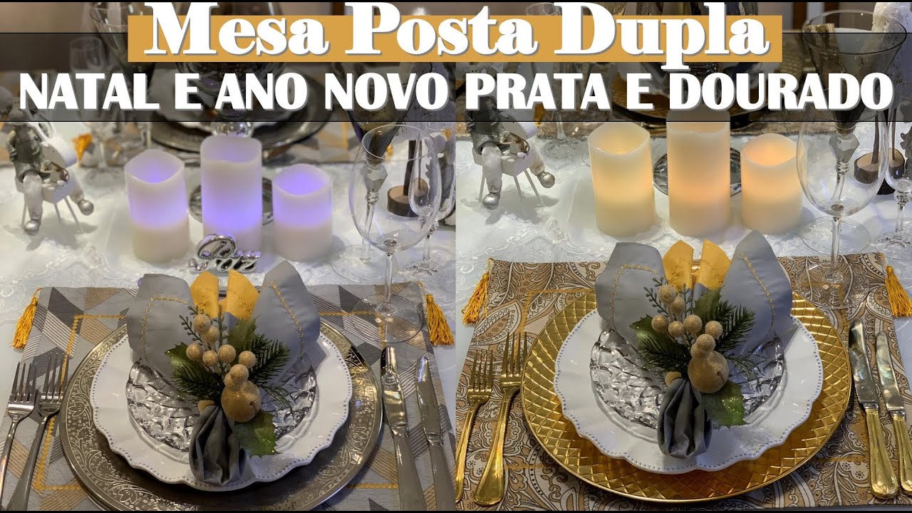 MESA POSTA 4 EM 1 | NATAL + ANO NOVO | PRATA + DOURADO