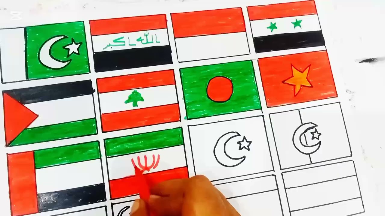20 countries flag drawing /Easy world countries flag drawing