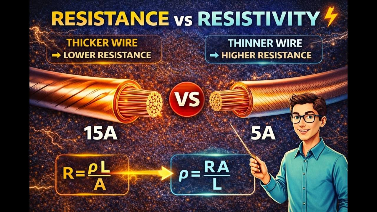 Resistance and Resistivity Explained  Wire Thickness, Area & 15A vs 5A Wire Difference Class 10 Phys