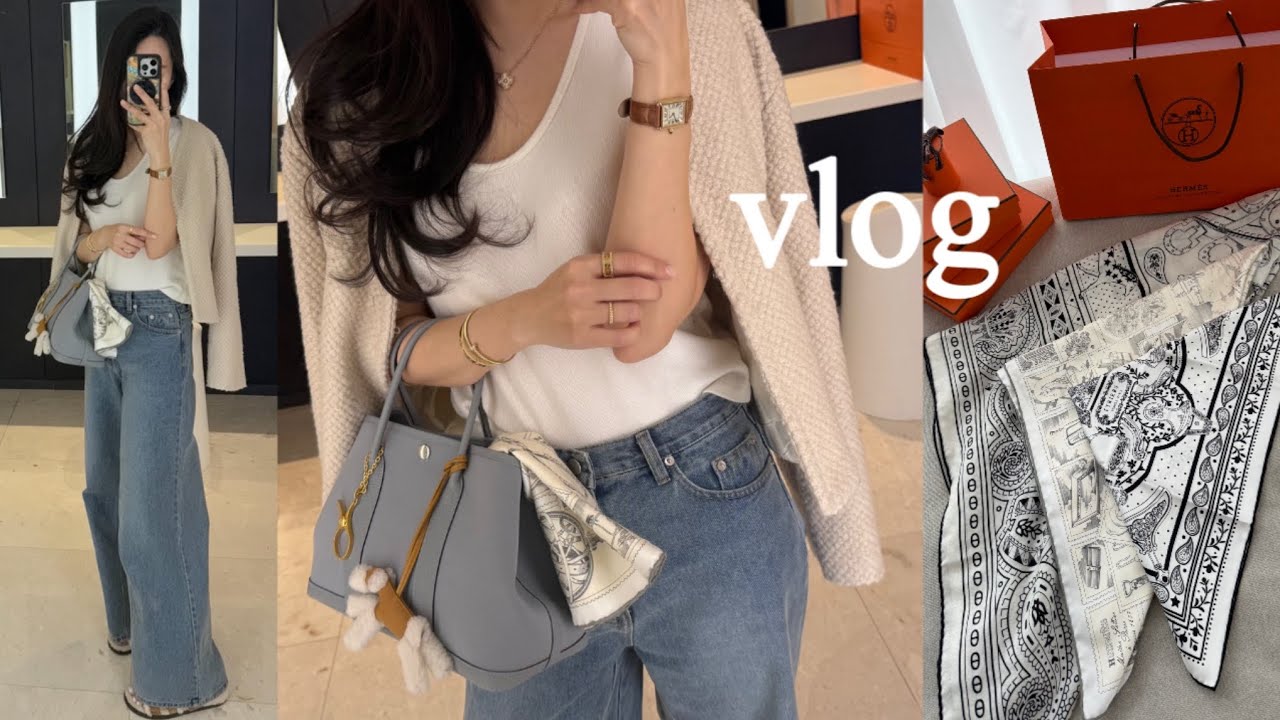 vlog | 에르메스 스카프 3종 총출동🧡 학부모 총회룩 뭐입지?👀 + 신상 시프레 언박싱, 프라다·미우미우 아울렛 로또 득템🛍️