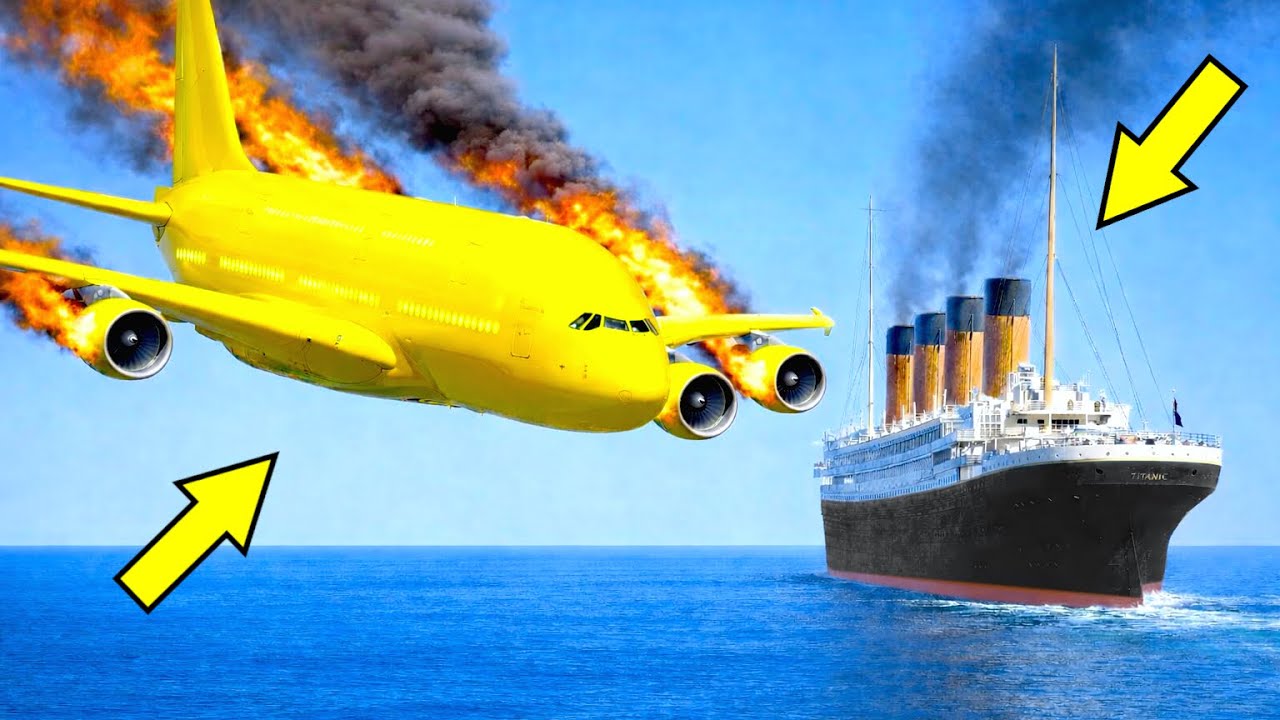 Airplane Crash Into Titanic Ship After Engine Failure | GTA 5