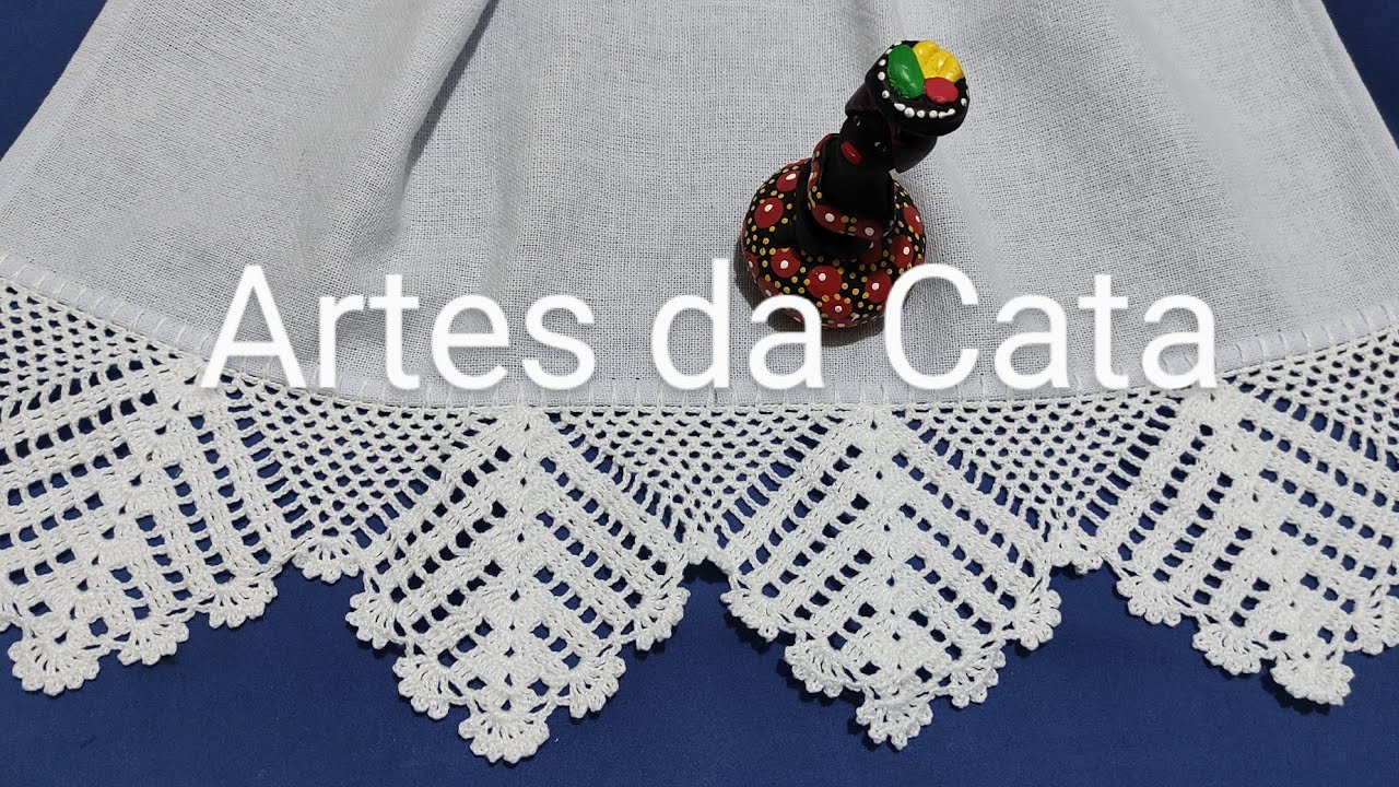 Bico em crochê - 370 - PARA CANHOTO #artesdacata #crocheparacanhoto #bicodecroche