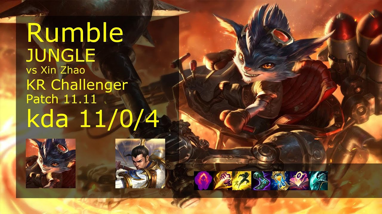 Rumble vs Xin Zhao Jungle - KR Challenger 11/0/4 Patch 11.11 Gameplay // [롤] 럼블 vs 신 짜오 정글