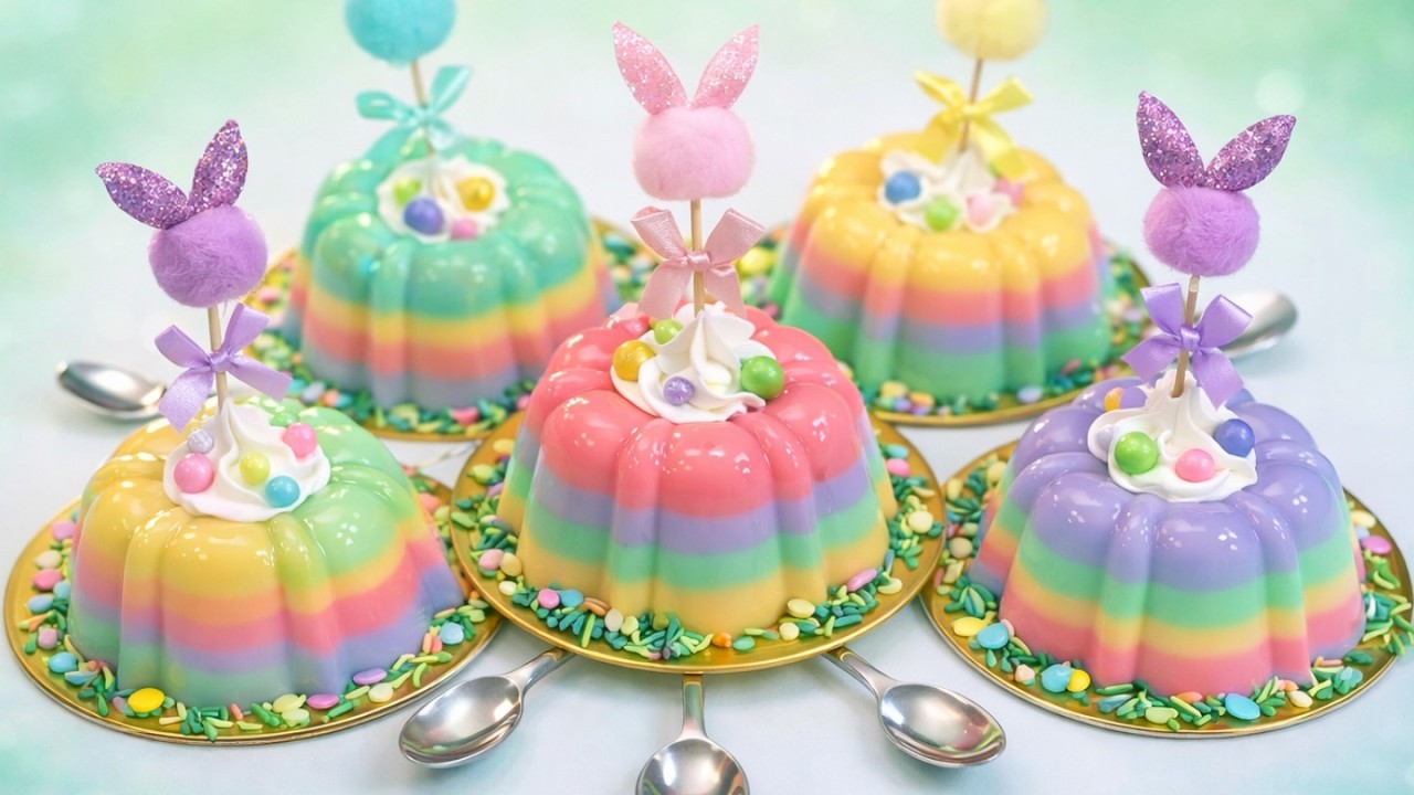 Gelatinas en Capas Individuales de Pascua 🌈🐣 Demasiado CREMOSAS para Ser Solo Gelatina