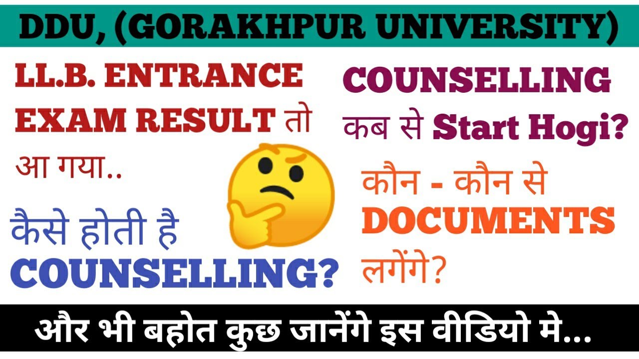 DDU, (GORAKHPUR UNIVERSITY) LL. B. Admission process, Important Documents, etc.