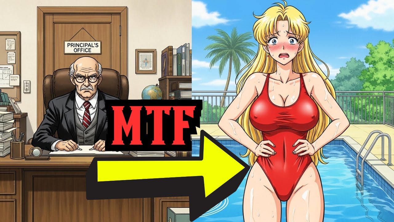 [MTF Transformation] 🩱 From principal ... to the new blonde swim instructor (Genderbend Story Comic)