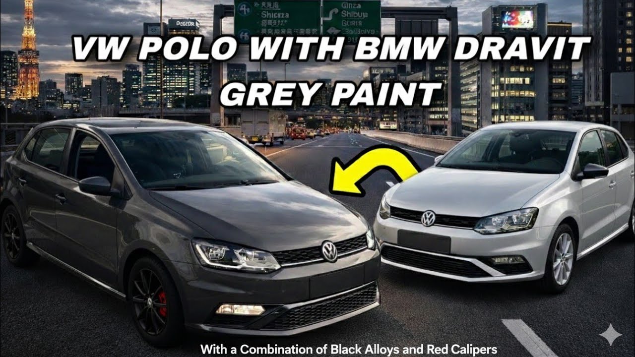 POLO TASTEFULLY RESTORED TO BMW DRAVIT GREY SHADE | PIANO BLACK ALLOYS WITH RED CALIPERS| DECHROMING