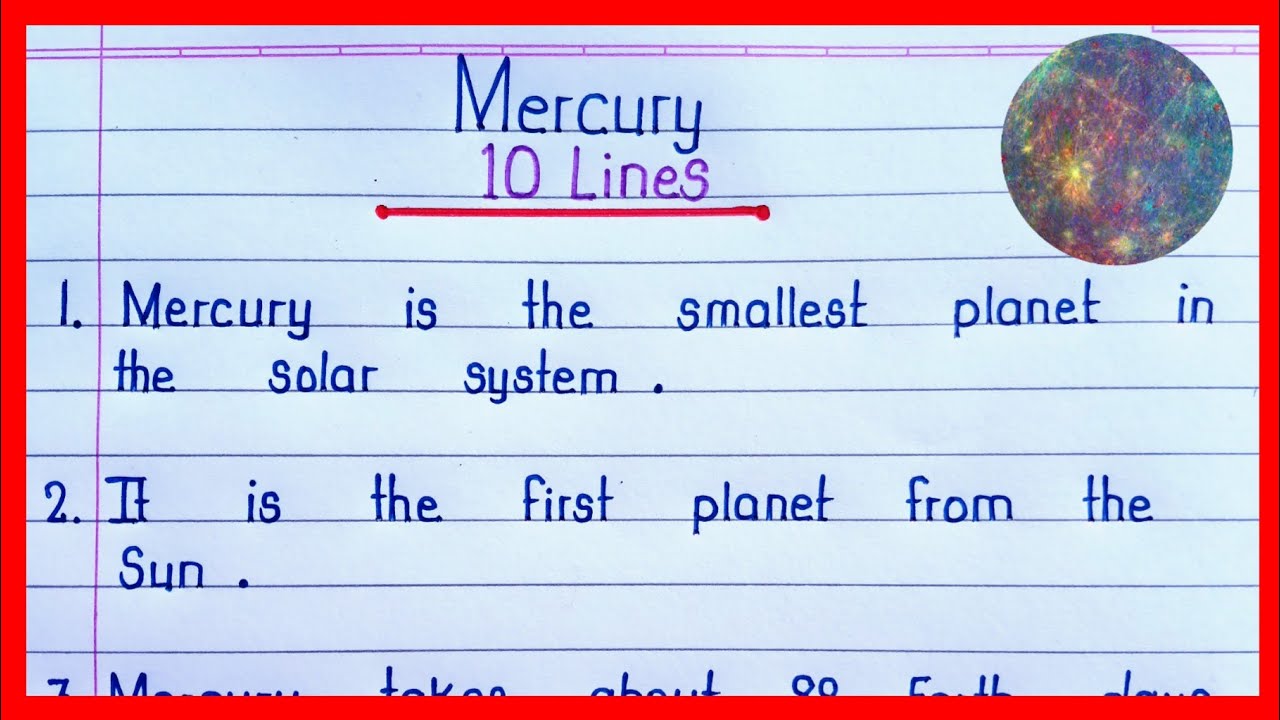 10 Lines Essay on Planet:Mercury in English || 10 Points Essay on Planet:Mercury || Solar System ||