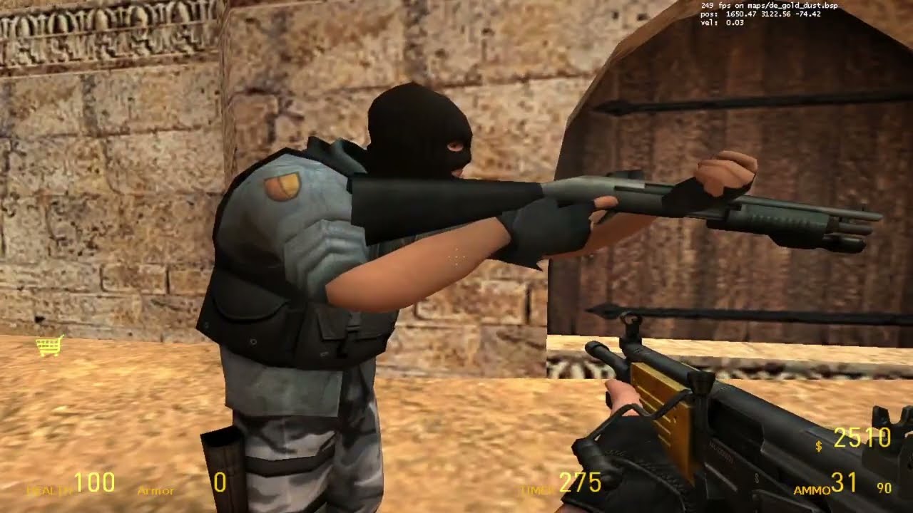 counter-strike source pre-alpha - playing with bots in de_gold_dust