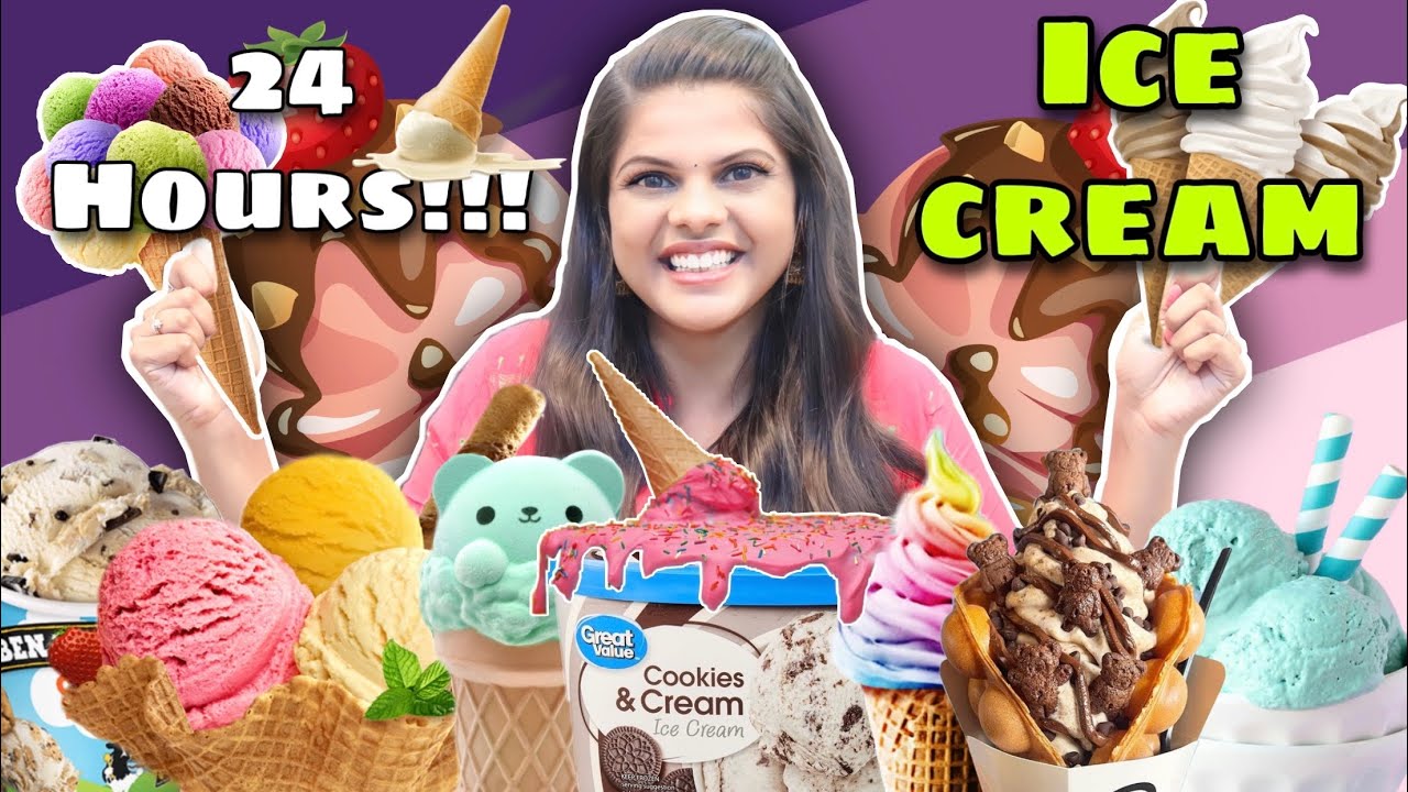 I Only Ate ICE CREAM🍨 Food For 24Hours!! *Ice Cream Sandwich Ah!?*😳| Jenni's Hacks