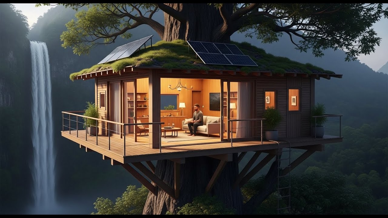 He Built the Tallest Tree House of the Year — A Cozy Home 20m Above a Waterfall