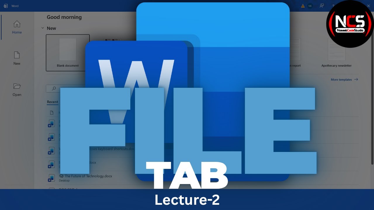 MS WORD File Tab ALL OPTIONS for Beginners Lec-2