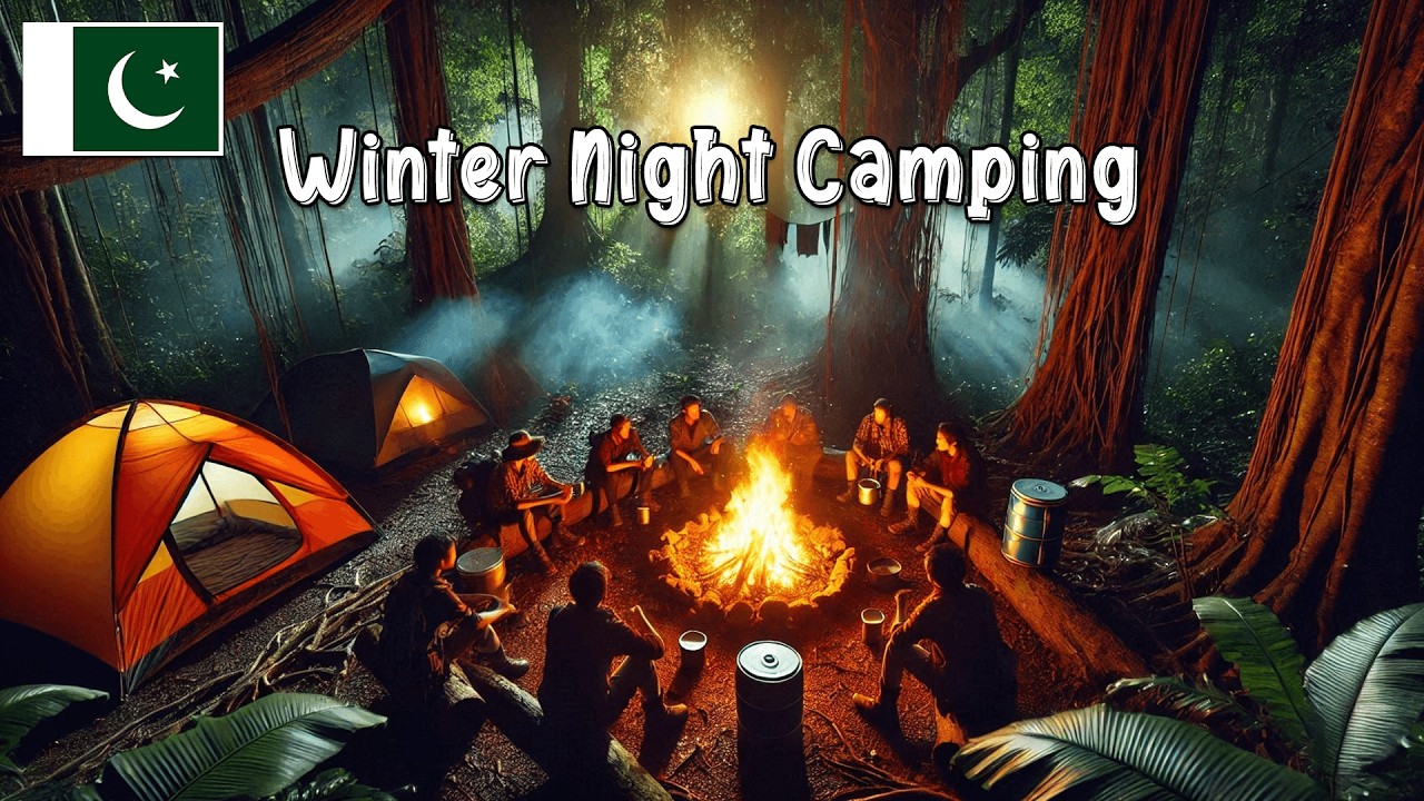 Winter Camping in Pakistan | Campfire & Cooking Dinner in Forest | Annual Camping with Ammar Biker