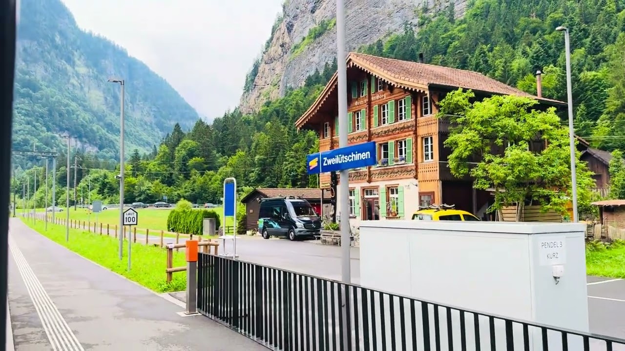 Lauterbrunnen to Interlaken train journey #swiss #travel #train 
