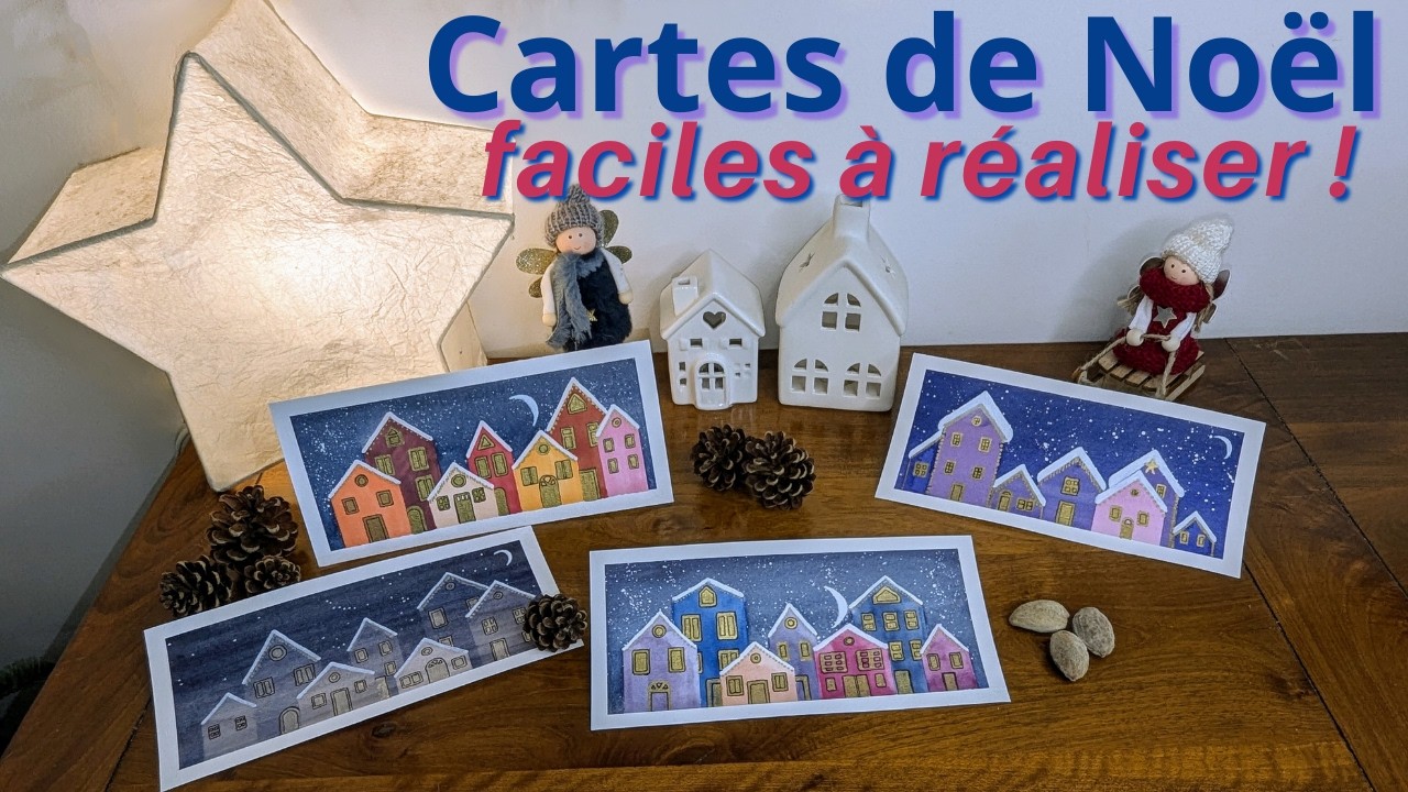 Tuto Cartes de Noël #aquarelle #watercolor #cartedevoeux #noel #christmas #xmas #tutoaquarelle