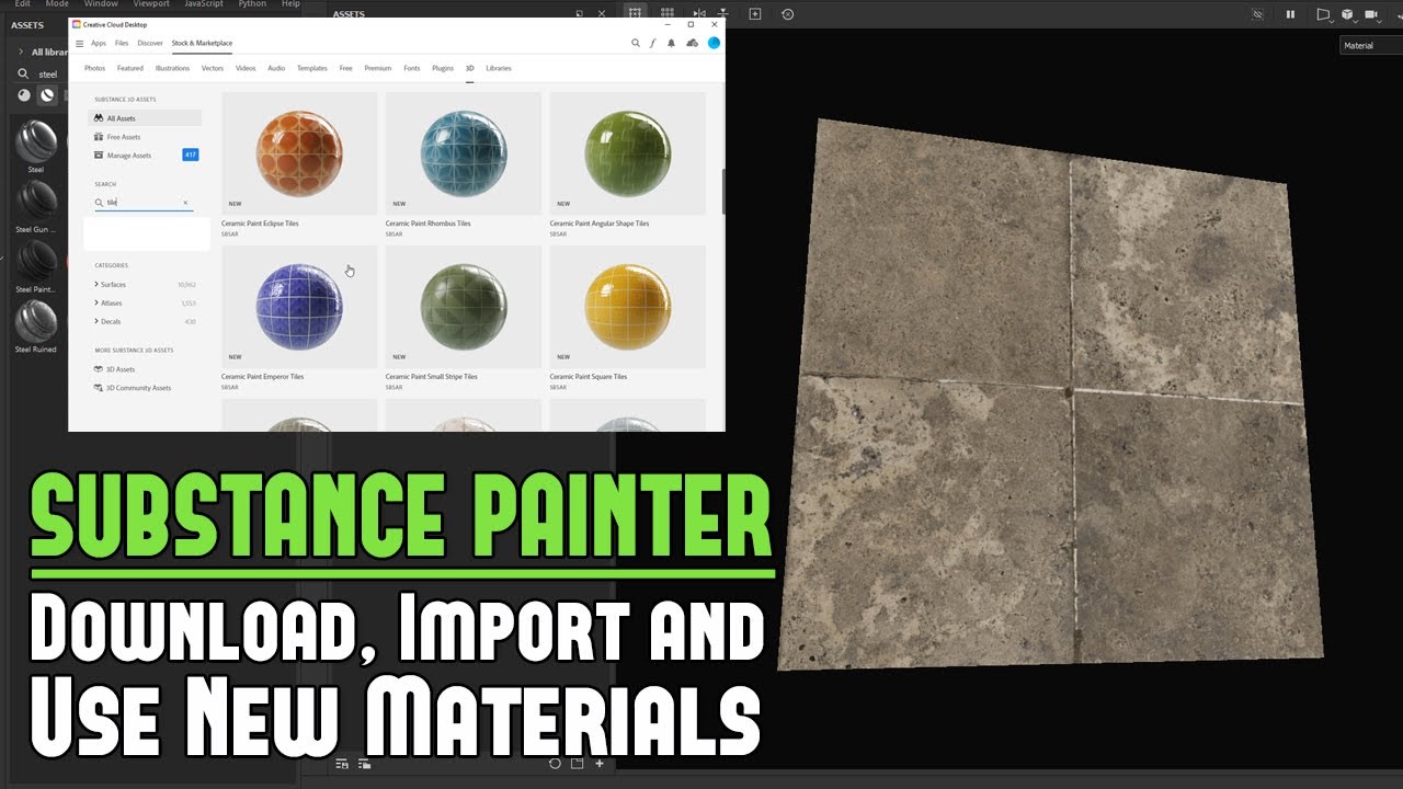 Substance Painter: Полное руководство по загрузке, импорту и использованию новых материалов для т...