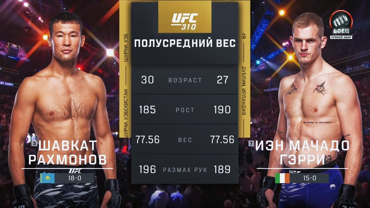 Шавкат Рахмонов VS Иэн Мачадо Герри: Полный бой UFC 310