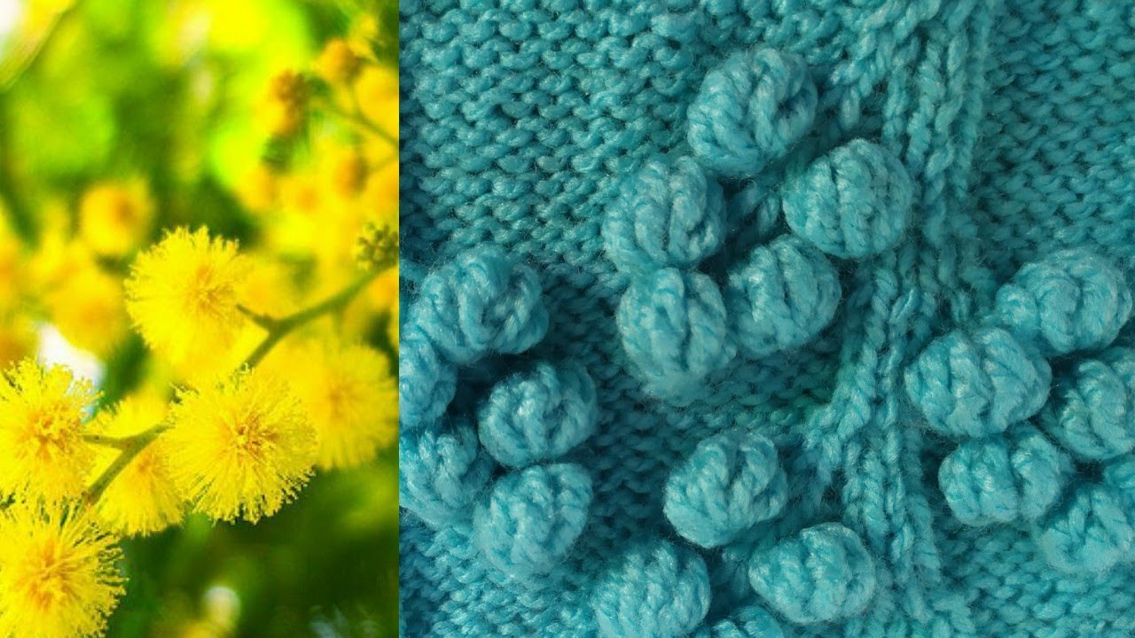 punto flor #MIMOSA invertido - #TEJIDO en dos agujas