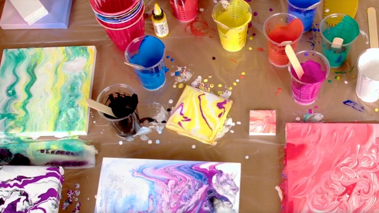 Time-lapse of 20 pour paintings!